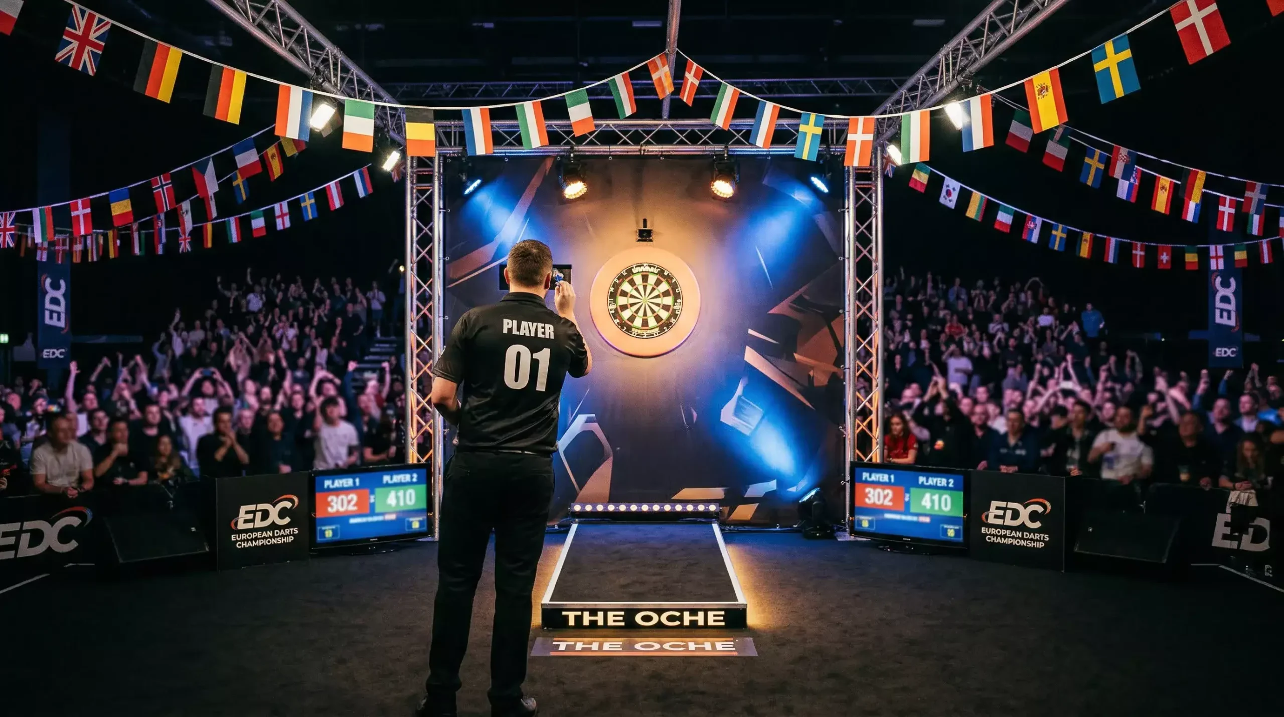 Traditionelle Lakeside-Darts-Bühne mit intimem Publikum – WDF und Lakeside als Wett-Nische